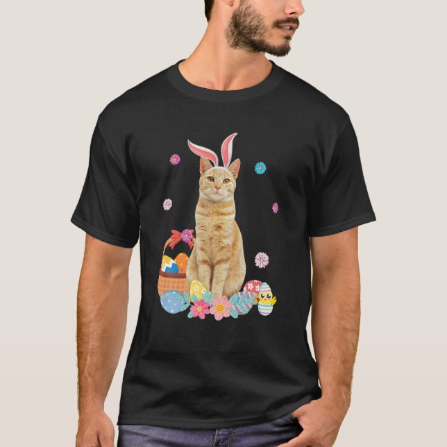 Cute Cat Påskhare Öron för pojkar flickor och pojk T Shirt (Framsida)
