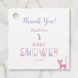 Cute Cat Pastel Färg Baby Shower Gåvor Etiketter
