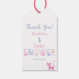 Cute Cat Pastel Färg Baby Shower Presentetikett