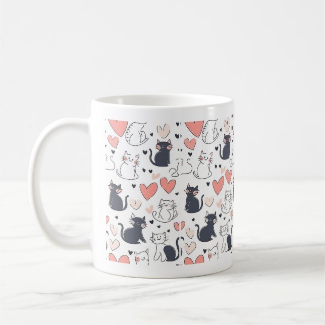 Cute Cat Pattern Mug Kaffemugg (Vänster)