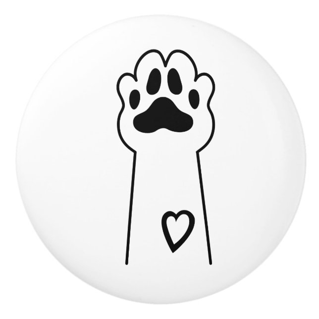Cute Cat Paw With Heart Minimal Design Knopp (Framsidan)