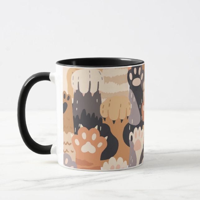 Cute Cat Paws – Two-Tone Coffee Mug Mugg (Vänster)