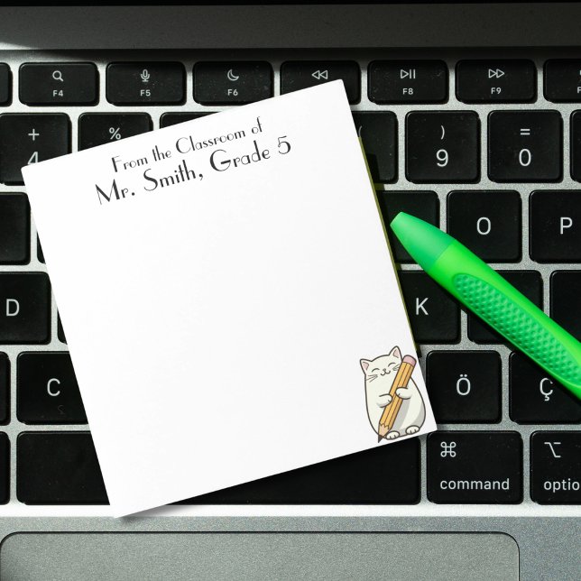 Cute Cat & Pencil,Läraruppskattning,Anpassningsbar Anteckningsblock (Skapare uppladdad)