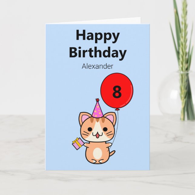 Cute Cat Personlig Birday Kort (Framsida)