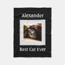 Cute Cat Personlig Pet Photo Namn Anpassningsbar Fleecefilt