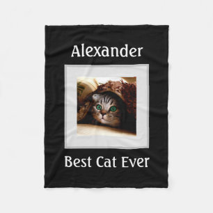 Cute Cat Personlig Pet Photo Namn Anpassningsbar Fleecefilt