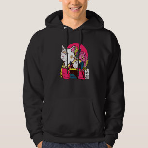 Cute Cat Pet Ninja Samurai Japanska Kanji Hoodie