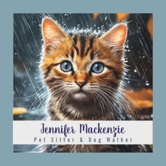 Cute Cat Pet Sitter och Dog Walker Fyrkantigt Visitkort (Skapare uppladdad)