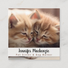 Cute Cat Pet Sitter och Dog Walker Fyrkantigt Visitkort