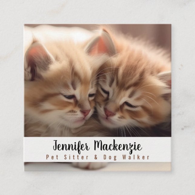 Cute Cat Pet Sitter och Dog Walker Fyrkantigt Visitkort (Framsida)