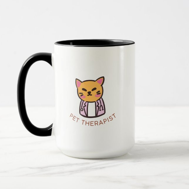 Cute Cat Pet Therapist Cartoon Design Mugg (Vänster)