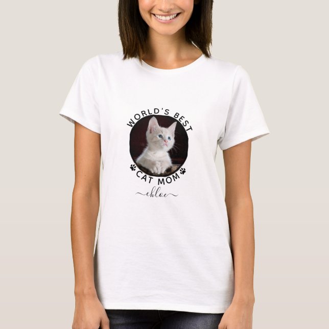 Cute Cat Photo Namn Black Tass avtryck Personlig T Shirt (Framsida)