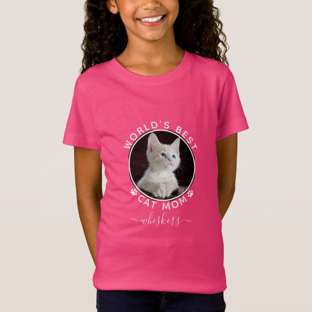Cute Cat Photo Namn White Tass avtryck Anpassnings T Shirt (Framsida)