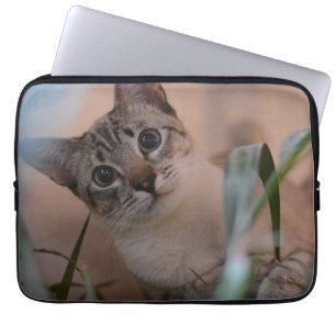 Cute Cat Photo Porträtt Laptop Fodral
