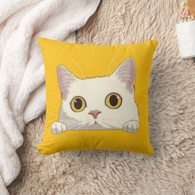 Cute Cat Pillow Adsible Gift for Cat Lovers & Pet Kudde (Filt)