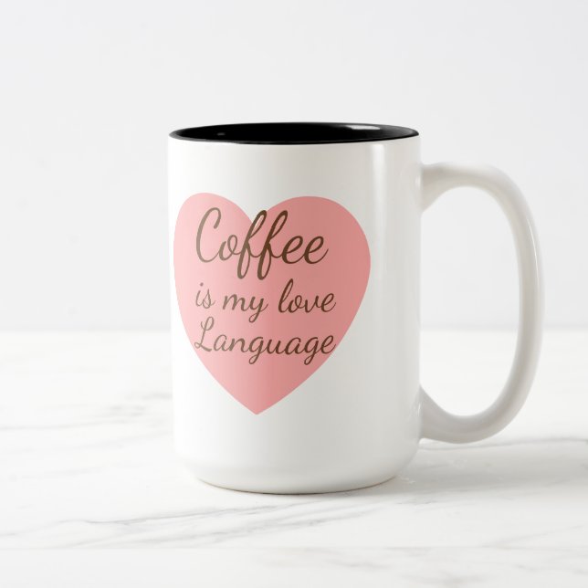 Cute Cat & Pink Heart Coffee Love Mug Två-Tonad Mugg (Höger)