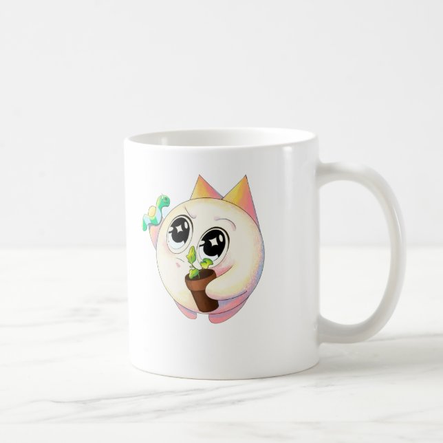 Cute Cat Plant Lover Cartoon Mug Kaffemugg (Höger)