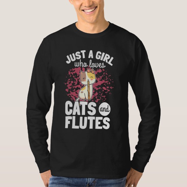 Cute Cat Play Flute Player som säger Flutist I Kit T Shirt (Framsida)