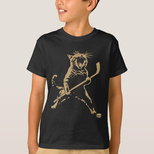 Cute Cat Playing Ice Hockey Lover Player Funny  T Shirt (Framsida)