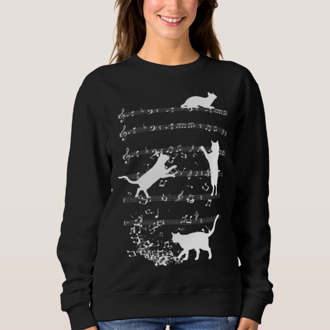 Cute Cat Playing Music Notes Jazz Day  Jazz Musi T Shirt (Framsida)