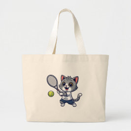 Cute cat playing tennis jumbo tygkasse
