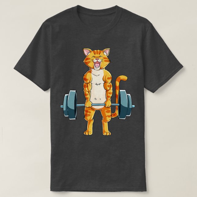 Cute Cat PowerLyftande, viktande, lyftande Gbit T Shirt (Design framsida)