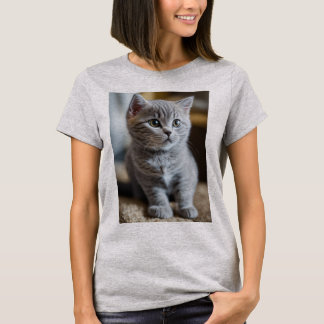 Cute Cat Prated Girl Tshirt, Cat Lover T Shirt