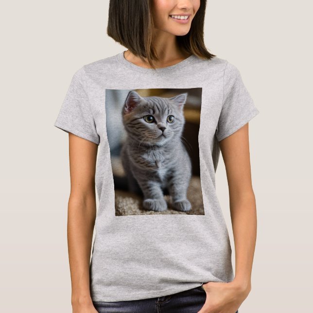 Cute Cat Prated Girl Tshirt, Cat Lover T Shirt (Framsida)