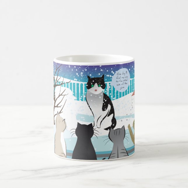 Cute cat print mugg (Aqua) (Center)