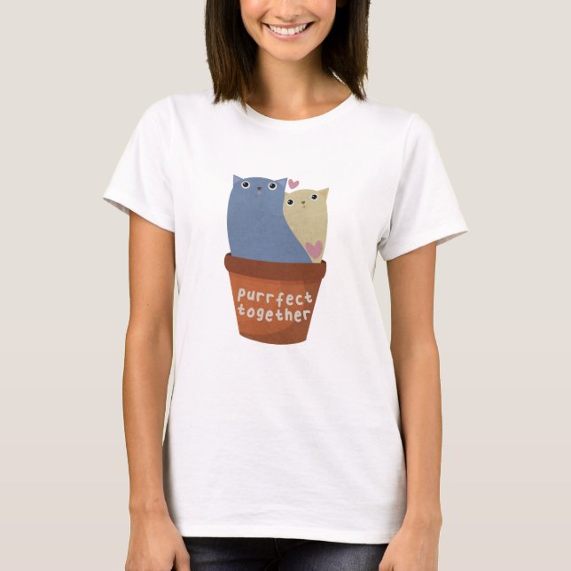 Cute Cat Pun: Purrfect Together T-Shirt (Framsida)