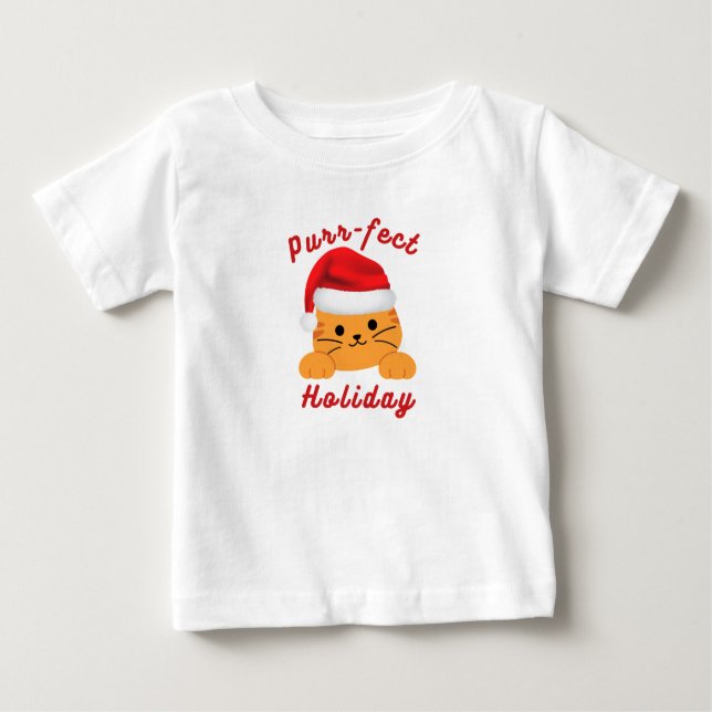 Cute Cat Purr‑fect Holiday Baby Christmas Shirt T Shirt (Framsida)