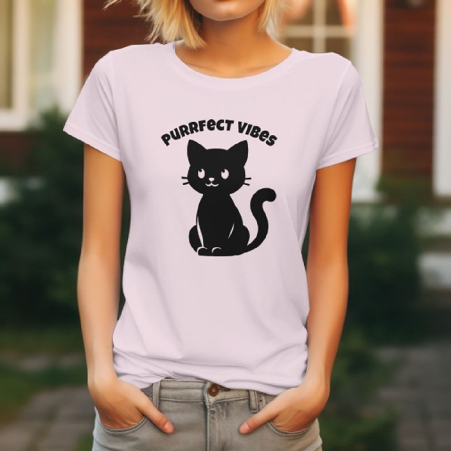 Cute Cat Purrfect Vibes T Shirt (Skapare uppladdad)