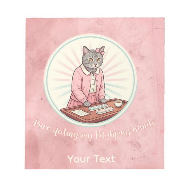 Cute Cat Purrfecting My Mahjong Hands Personalized Anteckningsblock (Framsida)