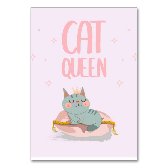 Cute Cat Queen Gift Idea, Kitten Cat Funny Gift Bordsnummer (Framsidan)