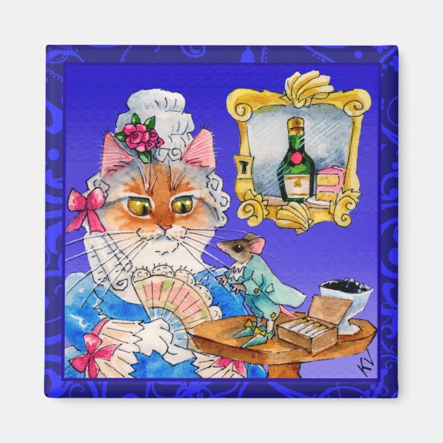 Cute cat Queen Marie Antoinette magnet (Framsidan)