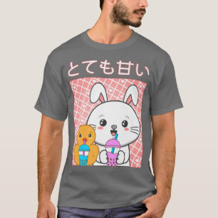 Cute Cat Rabbit Anka Boba Tea Bubble Kawaii Tea Gr T Shirt