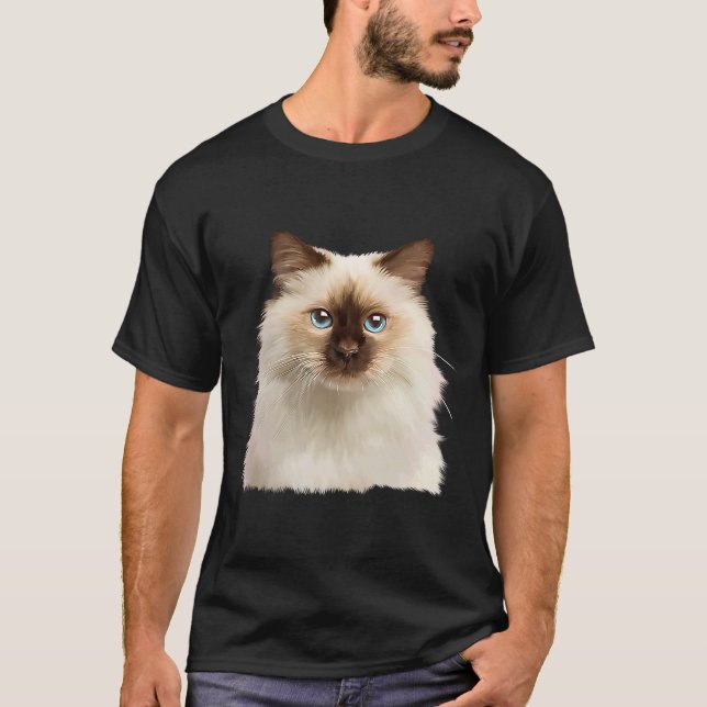 Cute Cat Ragdoll Cat Ansikte T Shirt (Framsida)