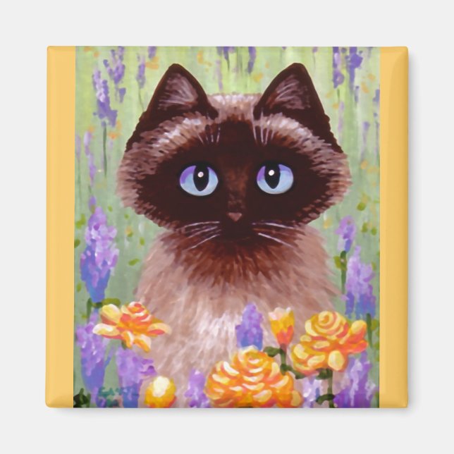Cute Cat Ragdoll Siamese Burmese Ro Creationarts Magnet (Framsidan)