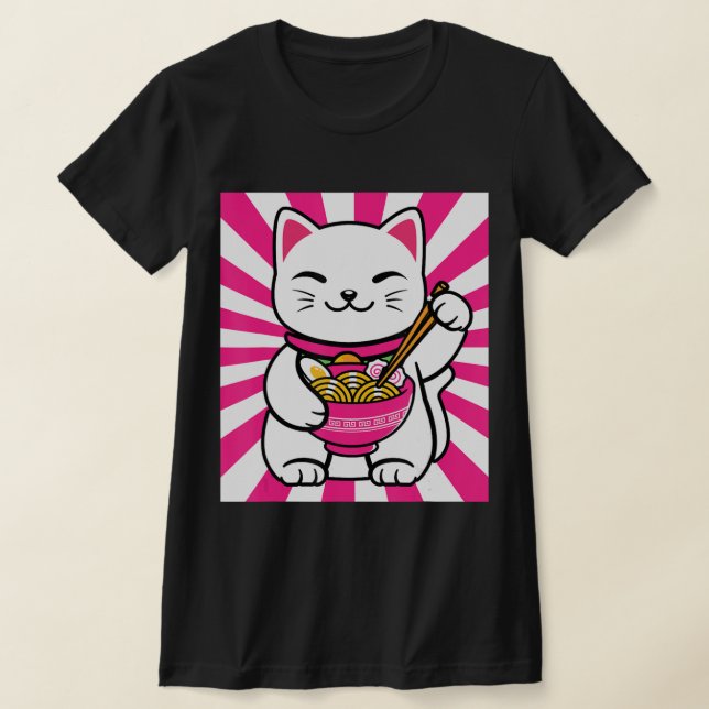 Cute Cat Ramen Anime Kawaii Tonåring gåva tonåring T Shirt (Laydown)