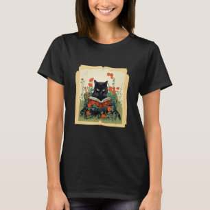 Cute Cat Reading Bok Lärare Pet Librarian Flora T Shirt