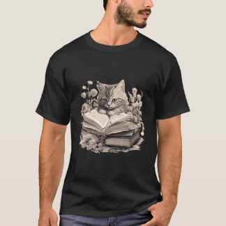 Cute Cat Reading Bokar Readers Geek Nerd Teacher K T Shirt