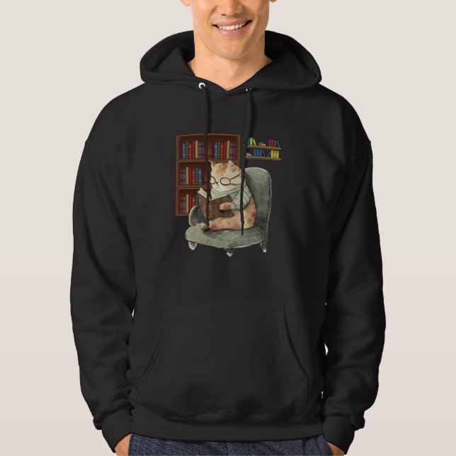 Cute Cat Reading Book Bookworms Cat  Reading  1 Hoodie (Framsida)