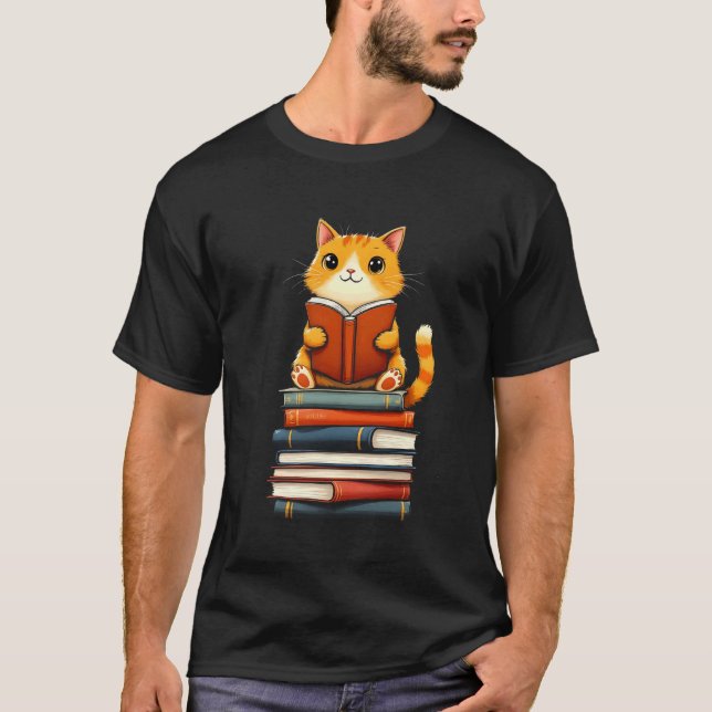 Cute Cat Reading Books Lover Pet Lovers Charming B T Shirt (Framsida)