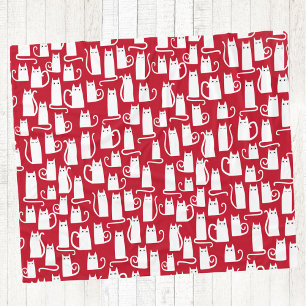 Cute Cat Red and White Festive Fleecefilt