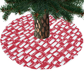 Cute Cat Red and White Julgransmatta Borstad Polyester