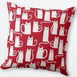 Cute Cat Red and White Kudde<br><div class="desc">Roligt lite vit kattunge mot röd bakgrund. Profila för djur älskare.</div>