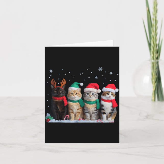 Cute Cat Reindeer Light Christmas Cat Funny Santa  Kort (Framsida)
