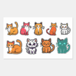 Cute Cat Rektangulärt Klistermärke