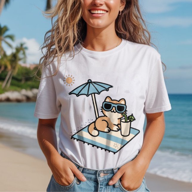 Cute Cat-relaxering under strandparaply, sommar T Shirt (Skapare uppladdad)