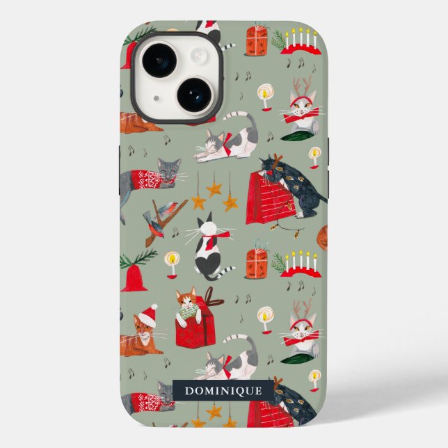 Cute cat retro jul Fodral-Mate iphone case (Baksida)